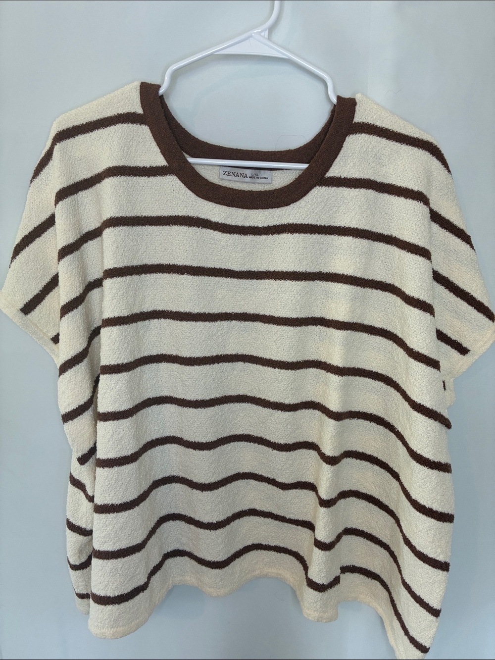 Three Bird Nest Cream and Brown Striped Knit Top